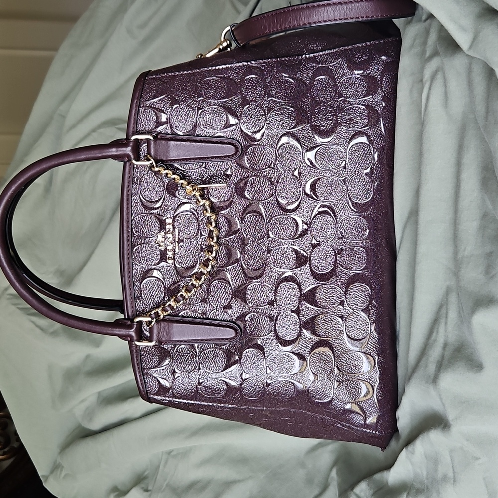 Coach Oxblood Satchel Bag with Structured Design